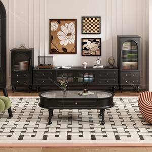 Meuble TV en bois massif de style mid-century pour petit appartement, villa, salle à manger, salon, bar à domicile, rangements, casiers, grand - Product Image 2