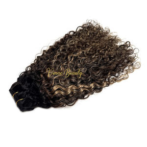 Mèches de cheveux humains ondulés bouclés souples blonds balayage avec racines foncées, mélange de boucles profondes, ombré, boucles crépues, ondulations Jerry - Product Image 6