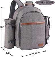 Sac à dos de pique-nique tendance pour femme, ensemble 2 personnes avec compartiment isotherme, porte-bouteille/porte-vin détachable, couverture polaire en polyester
