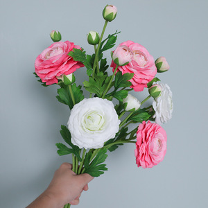 ดอกกุหลาบผ้าไหมประดิษฐ์ 3 หัว สีชมพู ตกแต่งบ้าน ยี่ห้อแคทเธอรีน ดิวดรอป - Product Image 4