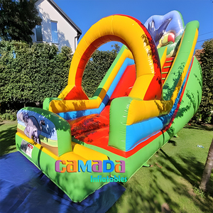 Prix d'usine bon marché Zjezdzalnia Dmuchana Inflables Moonwalk Bouncy Castle Bouncer et Slide Zoo Thème pour enfants et adultes - Product Image 1