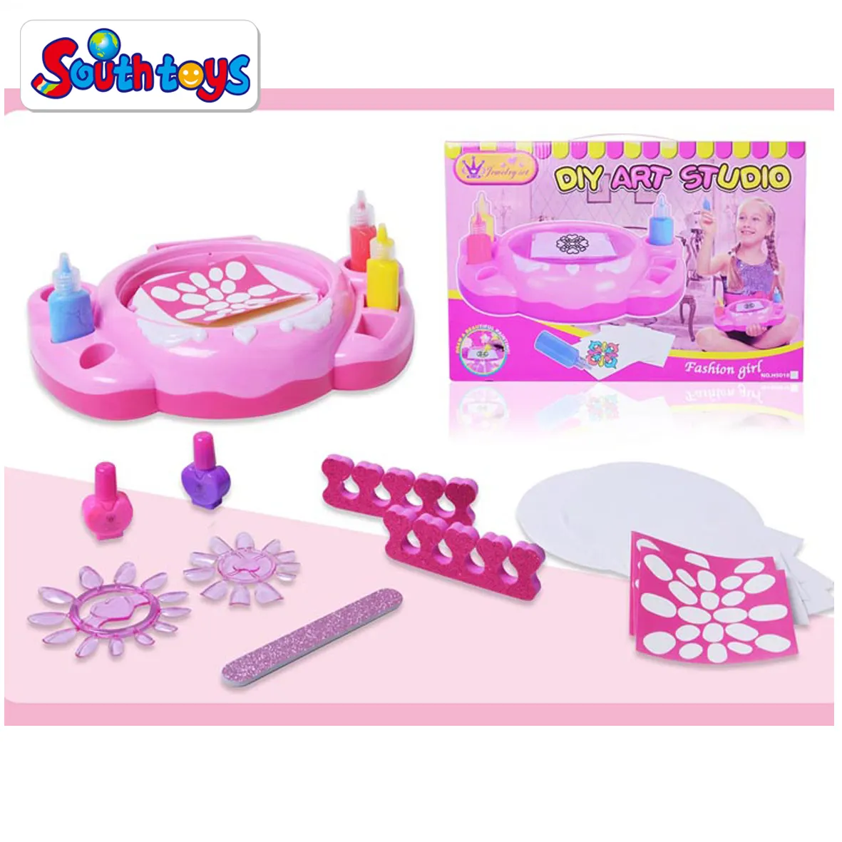 Educational Toys DIY B/O Plastic Spin Art Nail Salon Toy For Kids