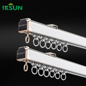 High Quality Hotel Wall Mounted Heavy Duty Double Extendable Aluminium Alloy Curtain Track With Accessories - Product Image 1