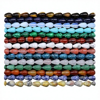 Perles semi-finies en pierre naturelle œil de tigre, agate rouge, turquoise verte et blanche, forme goutte d'eau, pour bijoux DIY
