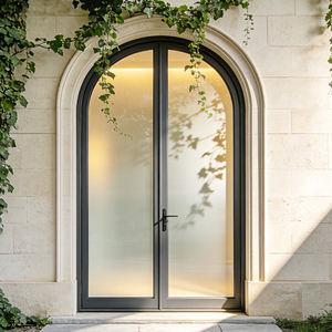 Puerta Francesa de Aluminio con <span class=keywords><strong>Marco</strong></span> Arqueado, Triple Acristalamiento, Diseño Lineal Moderno con Tornillos Ocultos y Herrajes Silenciosos para Patio - Product Image 3