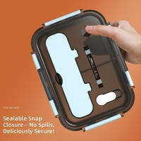 Boîte à bento en PP de qualité alimentaire, anti-fuite, 3 compartiments, compatible micro-ondes, portable, pour préparation de repas au bureau ou pour étudiants