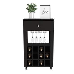 DB DB Twelve Wine Cubbie Chariot de bar noir finition wengue Ensemble Bayamon à quatre pattes - Product Image 3
