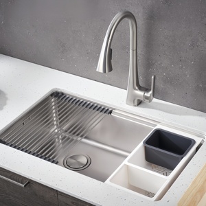 Évier de cuisine à cuve unique grande taille en acier inoxydable 304 pour le lavage des légumes et de la vaisselle - Product Image 1