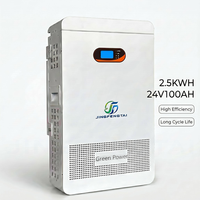 Batterie de stockage d'énergie domestique LiFePO4 JFT-PRO-I 24V100AH-1 24V 100Ah 2.56kWh avec BMS LCD et plus de 6000 cycles pour onduleur solaire et batterie solaire