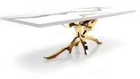Vente en gros Ensemble table à manger 12 places moderne et nouveau design de luxe Table en marbre blanc avec miroir cadre en acier inoxydable pour hôtels
