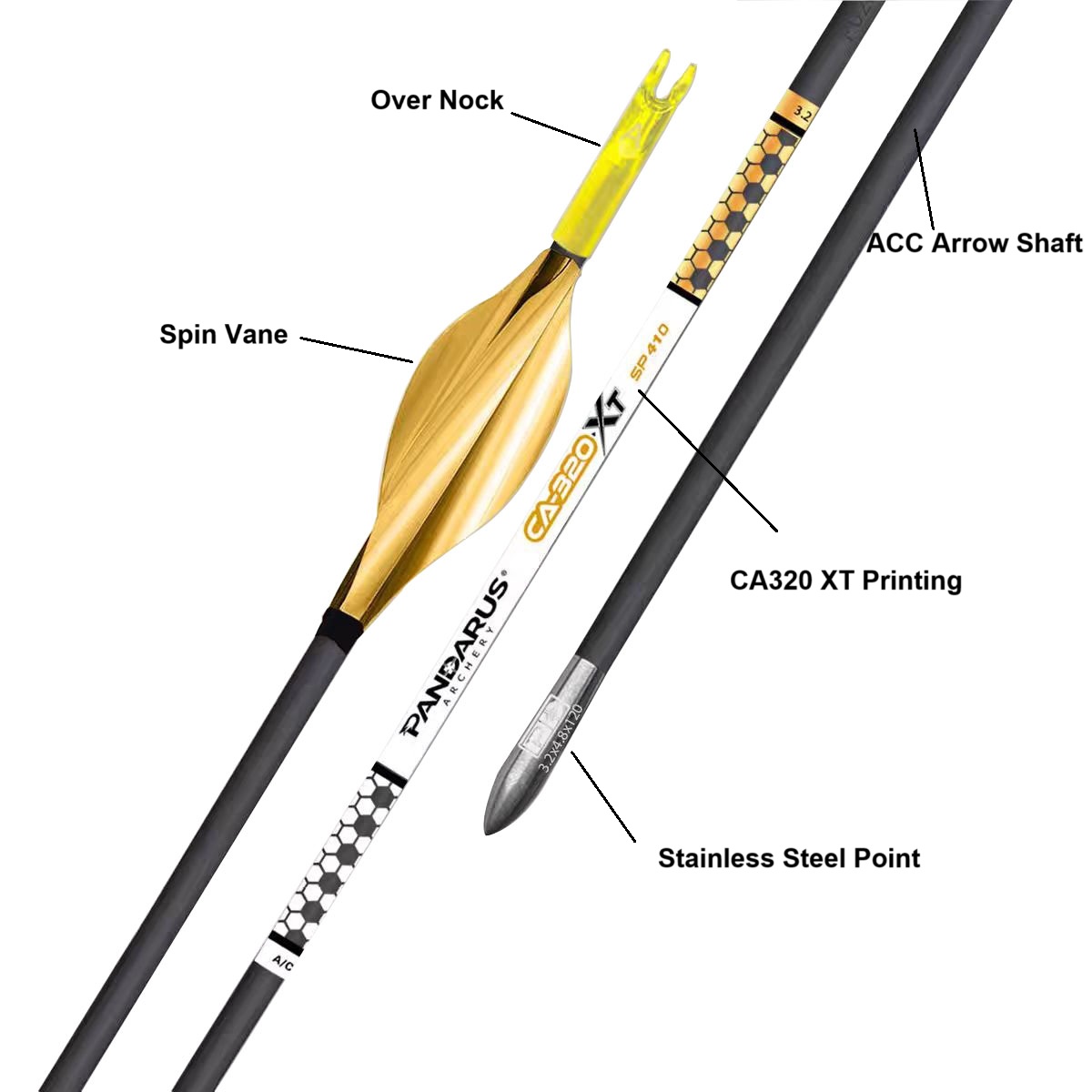 PANDARUS 3.2mm Aluminum Carbon Composited Arrow Shaft CA320 XT for