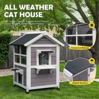 Maison pour animaux de compagnie intérieure/extérieure à 2 étages de conception personnalisée avec escaliers, adaptée comme litière pour chiens et chats sauvages, meubles de maison