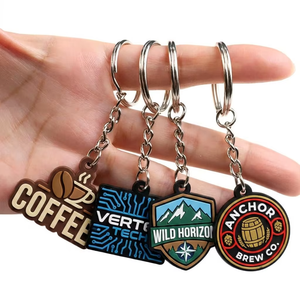 Porte-clés en métal personnalisés avec logo d'entreprise, lettres émaillées noires, fabrication sur mesure - Product Image 1