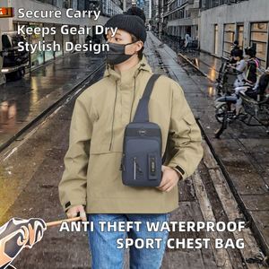 Sac de Poitrine Sportif en PU Imperméable Tendance avec Fermeture Éclair, Sac Bandoulière Croisé Grande Capacité pour Hommes, Idéal Voyage et Course à Pied - Product Image 2