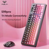 Teclado Inalámbrico OEM ODM S99 Pro con Perilla Multimedia, Retroiluminación RGB Personalizada, 3 Modos, BT24GUSBC, Membrana, para Juegos, Color Crema