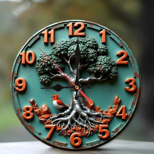 <b>Round</b> Wooden Wall Clock 25x25cm Plain Face Quiet Non Ticking For Home Living Room Decor - Product Image 1