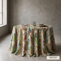 Nappe Moderne à Motif Géométrique Multicolore Longue Écologique en Polyester et Lin pour Mariage, Banquet et Fête
