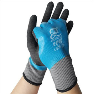 Chuangxin L908 Winter Comfortable Ultra-fine <b>Foamed</b> Latex Gloves Fleece-lined Thickened Warm Fully Rubber <b>Waterproof</b> Anti-slip - Product Image 2