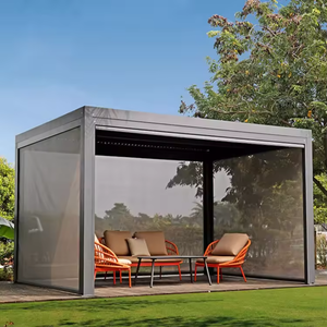 Gazebo Pergola Bioclimatique Auvent Extérieur Autoportant Motorisé en Aluminium Rideaux Roulants en Verre pour Balcon - Product Image 5