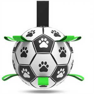 Juguete <span class=keywords><strong>de</strong></span> Pelota <span class=keywords><strong>de</strong></span> Fútbol para Perros con Diseño <span class=keywords><strong>de</strong></span> Huella y Campana, Juguete Interactivo para Jalar, Resistente al Agua, con Sonido para Perros Pequeños/Medianos (15 cm) - Product Image 1