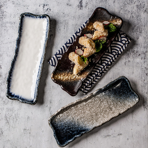 Assiette <span class=keywords><strong>à</strong></span> <span class=keywords><strong>sushi</strong></span> en céramique pour restaurant japonais Uaral, plat <span class=keywords><strong>à</strong></span> poisson, vaisselle Teppanyaki, grès E485-79, fait main, durable - Product Image 6