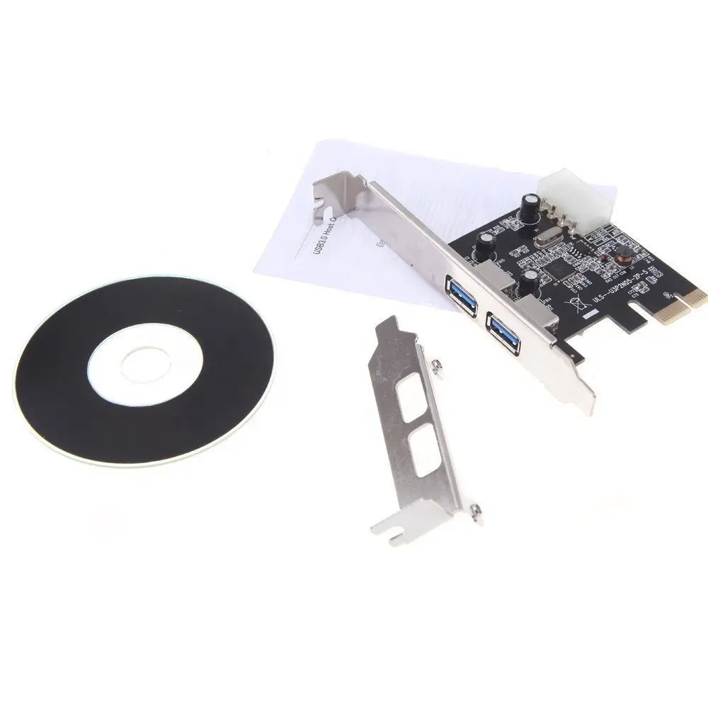2-Port SuperSpeed USB 3.0 PCI-E PCIE PCI Express 4-pin IDE Connector Adapter usb3.0 Add On Card Low Profile