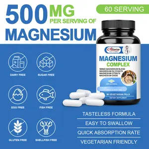 Private Label 500mg Per Serving Magnesium Citrate Oxide Complex Capsule 60pcs Sleep Quality Daily Boost Supplement
