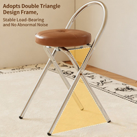 Chaises de salle à manger de style chinois moderne - Chaises pliantes en acier inoxydable avec revêtement en similicuir et coussinets doux - Chaises pliantes rustiques
