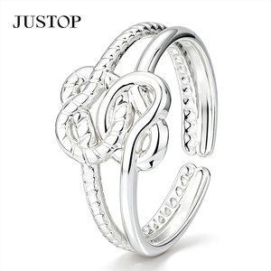 JUSTOP 925 Silver Plated Star Cocktail <b>Ring</b> Modern Unisex Fashion Jewelry Daily Wear - Product Image 5