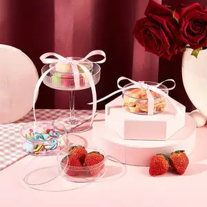 192 Stuks Dessert Acryl Doos Doorzichtige Ronde Doos Met Deksel Ronde Doos Easter Container Easter Mand Stuffers Voor Cookie Candy Verpakking