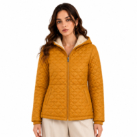 Veste matelassée légère pour femme, résistante à l'eau, à capuche, doublée en sherpa, fermeture éclair intégrale, hiver, sur mesure, OEM, ODM, vente en gros
