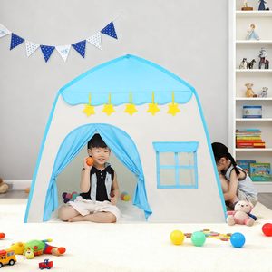 <span class=keywords><strong>Tente</strong></span> de jeu pour enfants en forme d'étoile, adorable, pour la maison et le jardin, <span class=keywords><strong>tente</strong></span> <span class=keywords><strong>tipi</strong></span> pour garçons et filles avec toit bleu et porte en tulle pour jouer à l'intérieur et à l'extérieur - Product Image 2