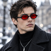 Lunettes de sommeil ovales en acétate anti-lumière bleue, verres teintés rouges, monture anti-rayons bleus, personnalisables OEM, vente en gros
