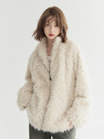 Manteau en fausse fourrure shaggy de luxe pour femme, chaud et élégant, col montant zippé, style Teddy, veste d'extérieur ample en peluche pour l'hiver