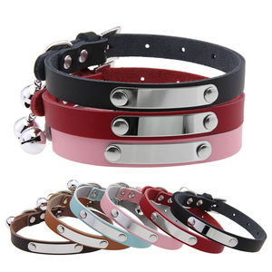 맞춤형 소가죽 모던 애완동물 목걸이 각인 이름표 강아지 고양이 스테인리스 스틸 플레이트 DIY 이름벨 부착 부드러운 천연 가죽 - Product Image 1