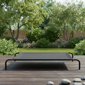 Lit pour chien moderne <span class=keywords><strong>en</strong></span> fer noir avec housse amovible rafraîchissante, motif uni, pour usage extérieur, fabriqué <span class=keywords><strong>en</strong></span> Chine - Product Image 1