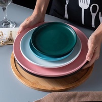 Assiette de service en céramique de Style nordique assiette à Steak 6 "8" 10 "assiette ronde en céramique émaillée brillante vente directe en usine