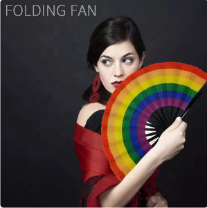 Rainbow Style Bamboo Folding Hand Rave <b>Fan</b> for Women/Men Chinese Japanese-Bamboo Art Craft - Product Image 1