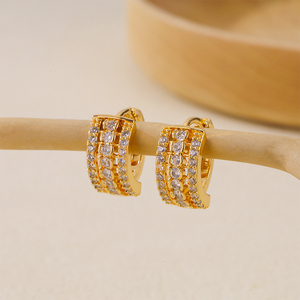 Boucles d'oreilles en zircon mosaïque <span class=keywords><strong>de</strong></span> haute qualité et bon marché, petites boucles d'oreilles créoles tendance - Product Image 3