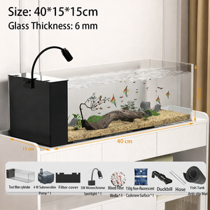 Aquarium Jingjin avec filtre intégré ultra-clair pour le fond et les côtés - Nouveau modèle 2025, petit aquarium de salon, aquascaping facile - Product Image 1
