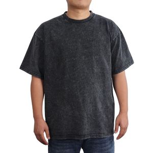 เสื้อยืดคอตตอนหนาน้ำหนักมากทรงโอเวอร์ไซส์สำหรับผู้ชาย พิมพ์ลายวินเทจ สไตล์ย้อมสีแบบแอซิดวอช ใส่สบาย พิมพ์ลายแบบวินเทจ - Product Image 4