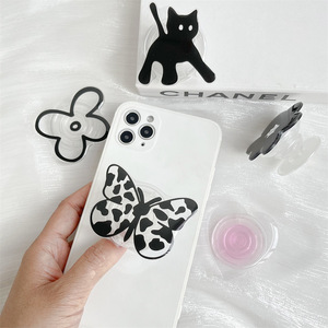INS Style Black Cat Flower Love Epoxy Resin Airbag Phone Holder Telescopic Back Sticker Lazy Desktop <strong>Bracket</strong> for Smartphones - Product Image 2