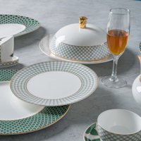 Service de table en porcelaine PITO, design moderne et luxueux, assiettes à dîner en porcelaine fine, design doré, pour mariage