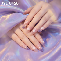 24 faux ongles longs en ABS, forme cercueil, dégradé rose-violet nude, à presser pour les doigts
