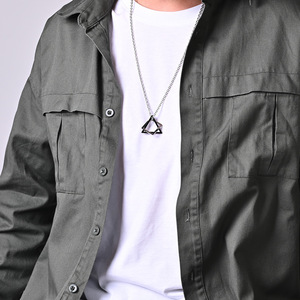 Collier en acier titane avec combinaison triangle et carré, pendentifs hip-hop pour couple homme et femme, bijoux - Product Image 6