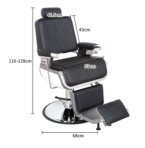 Sillón de Barbería de Diseño Italiano Moderno y Lujoso, Cuero PU de Alta Calidad con Base Cromada, Reclinable, Hidráulico, para Estilistas - Product Image 2