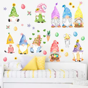 2024 New Easter Bunny Egg Faceless Dwarf Wall Sticker Window Sticker Window Glass Sticker