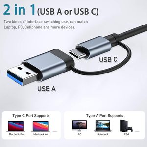 ฮับ USB 3.0 Type-C อลูมิเนียม 7 in 2 ตัวแปลงขยายพอร์ต USB สำหรับ MacBook <span class=keywords><strong>Mac</strong></span> Pro Mini <span class=keywords><strong>iMac</strong></span> PS4 PS5 Surface Pro แฟลชไดรฟ์ - Product Image 4