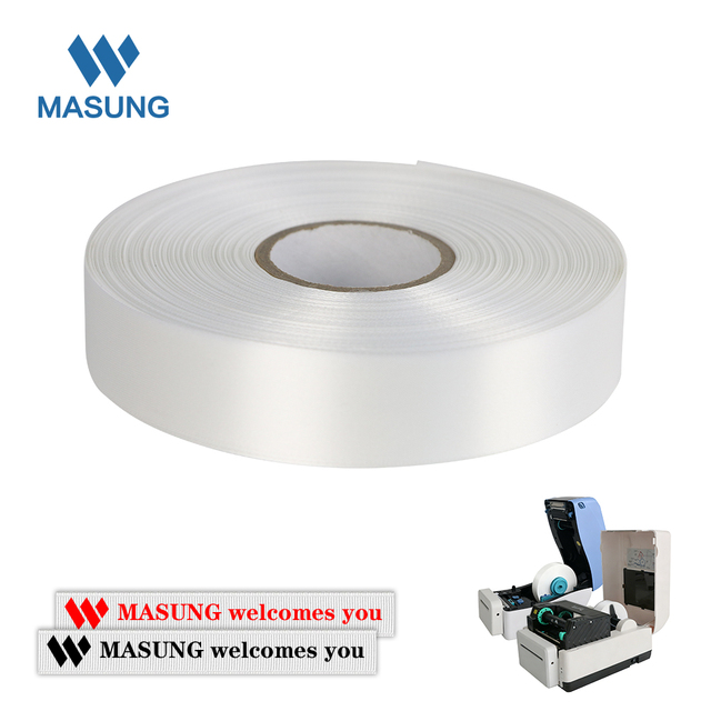 100m Length 25mm Wide White Satin Silk Ribbon MASUNG Printer Consumable for Wash Labels