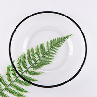 Plateaux de présentation de luxe en verre transparent avec bordure noire pour décoration de mariage